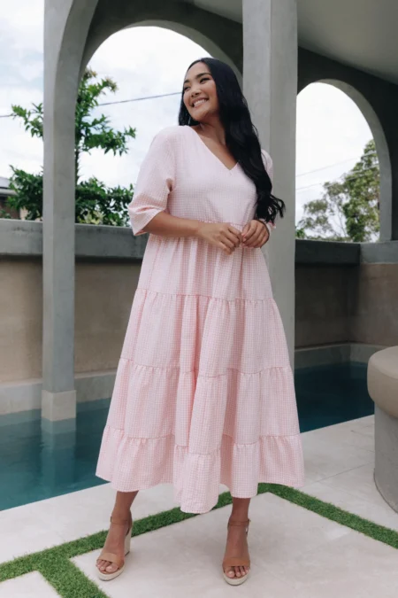 Pink Gingham Ruffle Dress
